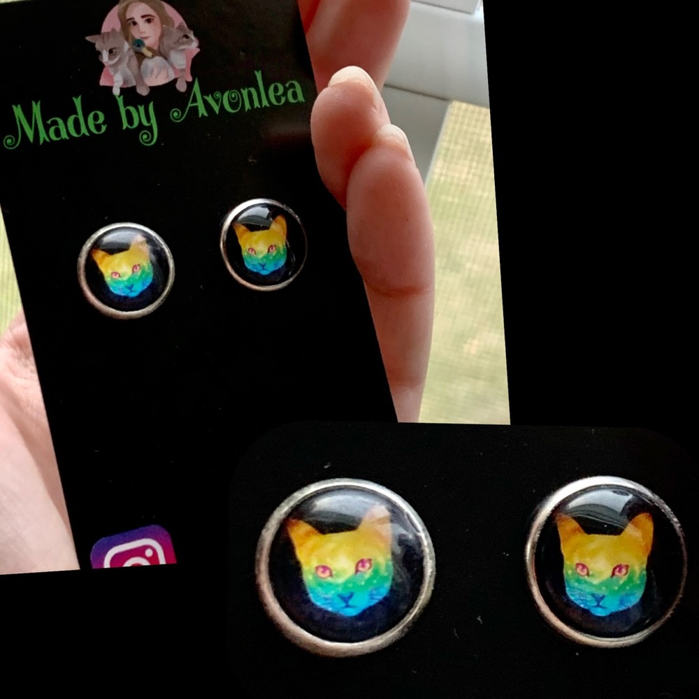 💫🐾 Handmade Space Cat Bubble Stud Earrings 🐾💫